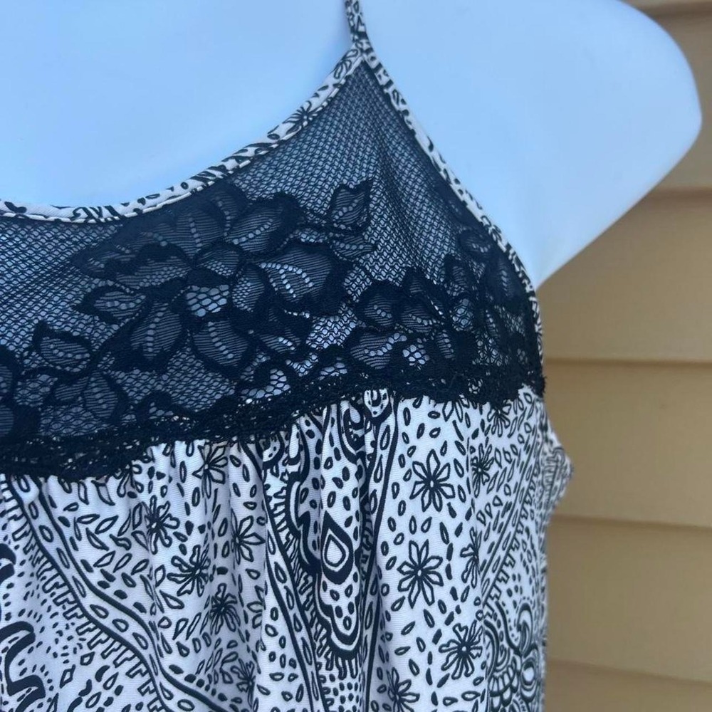 Y2k Black and white with teal geometric pattern size large Halter dress - Picture 3 of 8